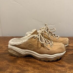 Skechers D'Lites Sport Slip-ons Mule Y2K Brown Faux Fur Lined Womens 9